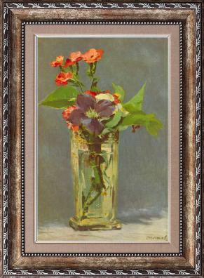 "Carnations and Clematis in a Crystal Vase" №16732
