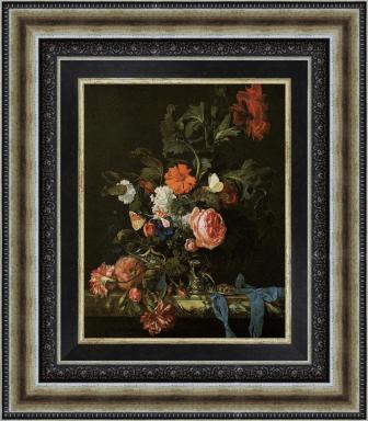 "Натюрморт с Цвeтя и часовник" №17278-1
